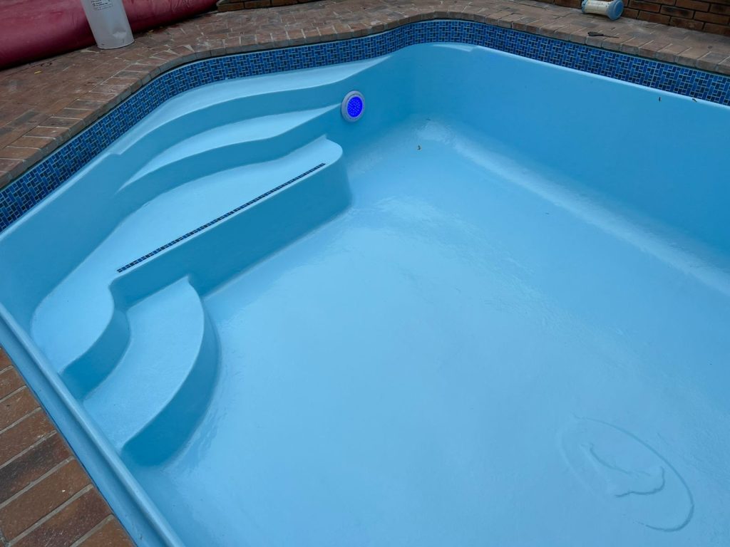 Renovated blue pool, the finish we aim for with pool renovations in Llandudno