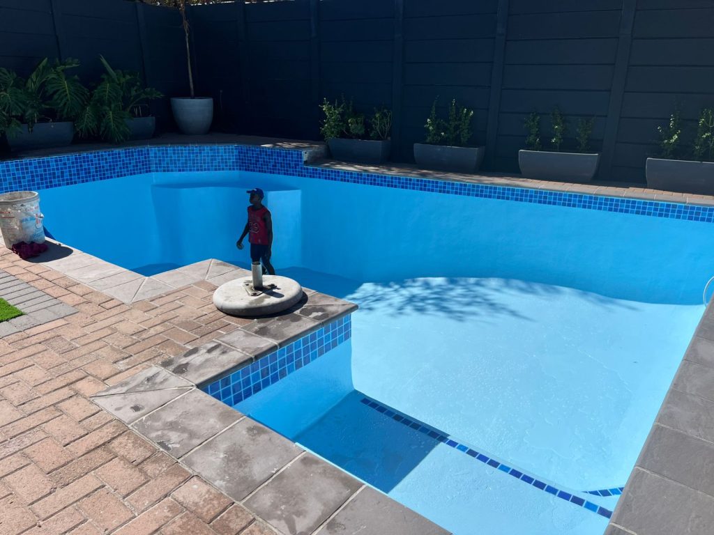 Renovated blue pool, the finish we aim for with pool renovations in Simon's Town