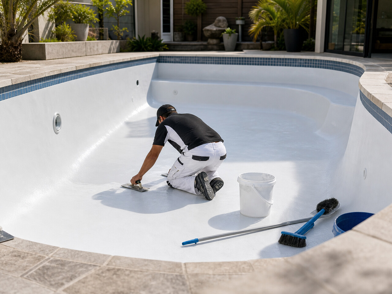 Real photo of fibreglass pool lining work by Aquatic Pools