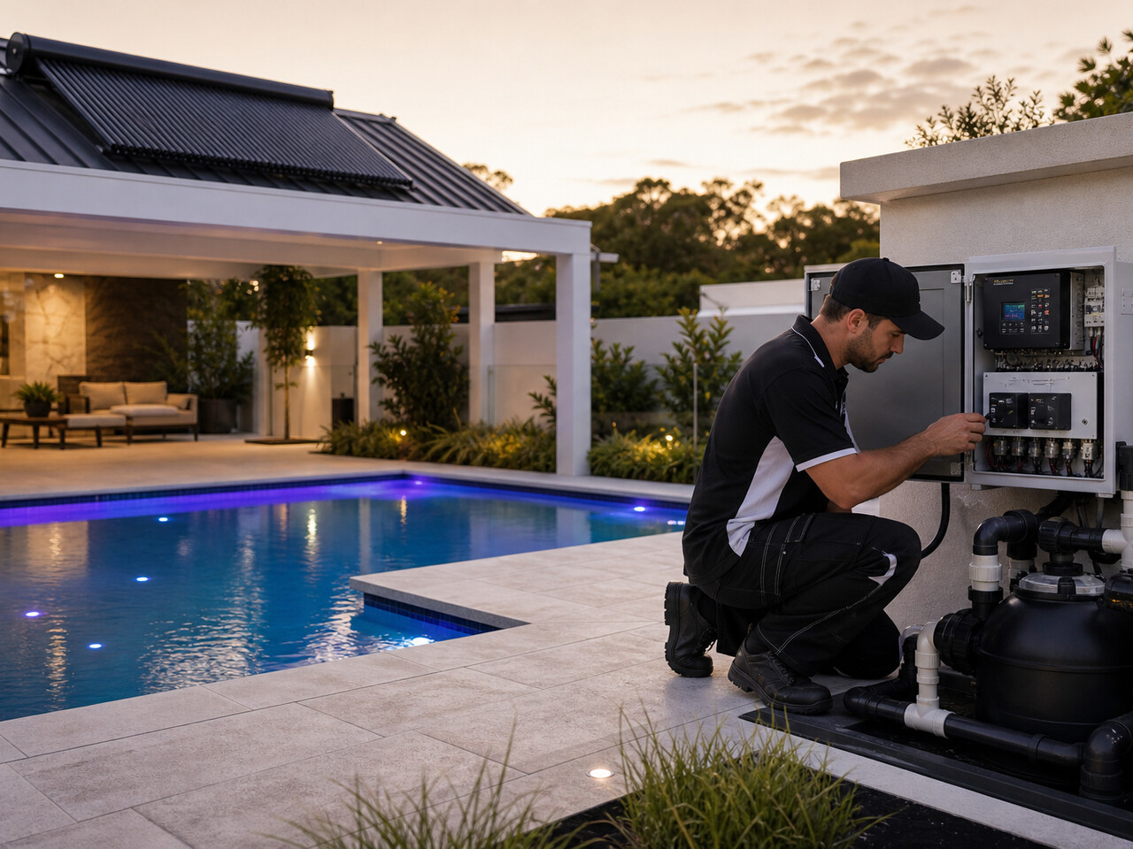 Real photo of pool pump and equipment service by Aquatic Pools