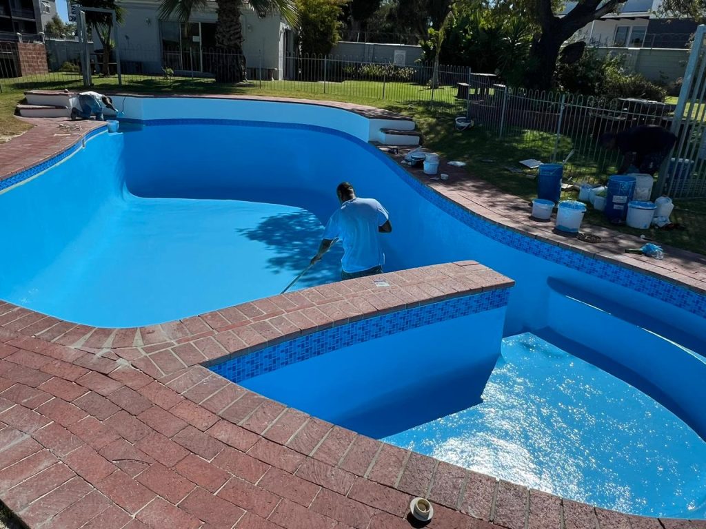 Aquatic Pools team relining a swimming pool