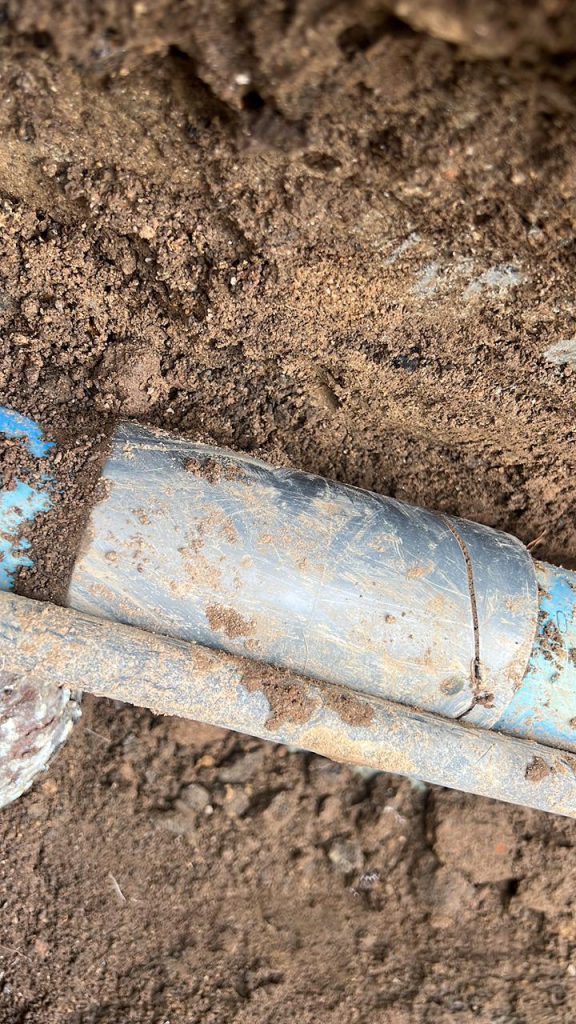 Underground pool pipe repair after a leak was found