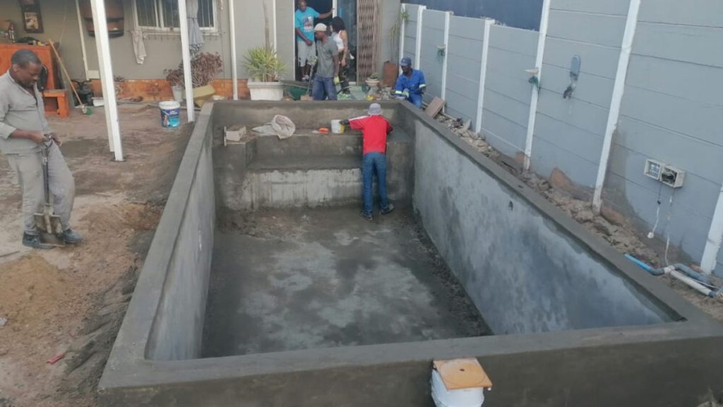 Empty swimming pool prepared for resurfacing in Cape Town