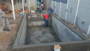 Empty swimming pool prepared for resurfacing in Cape Town