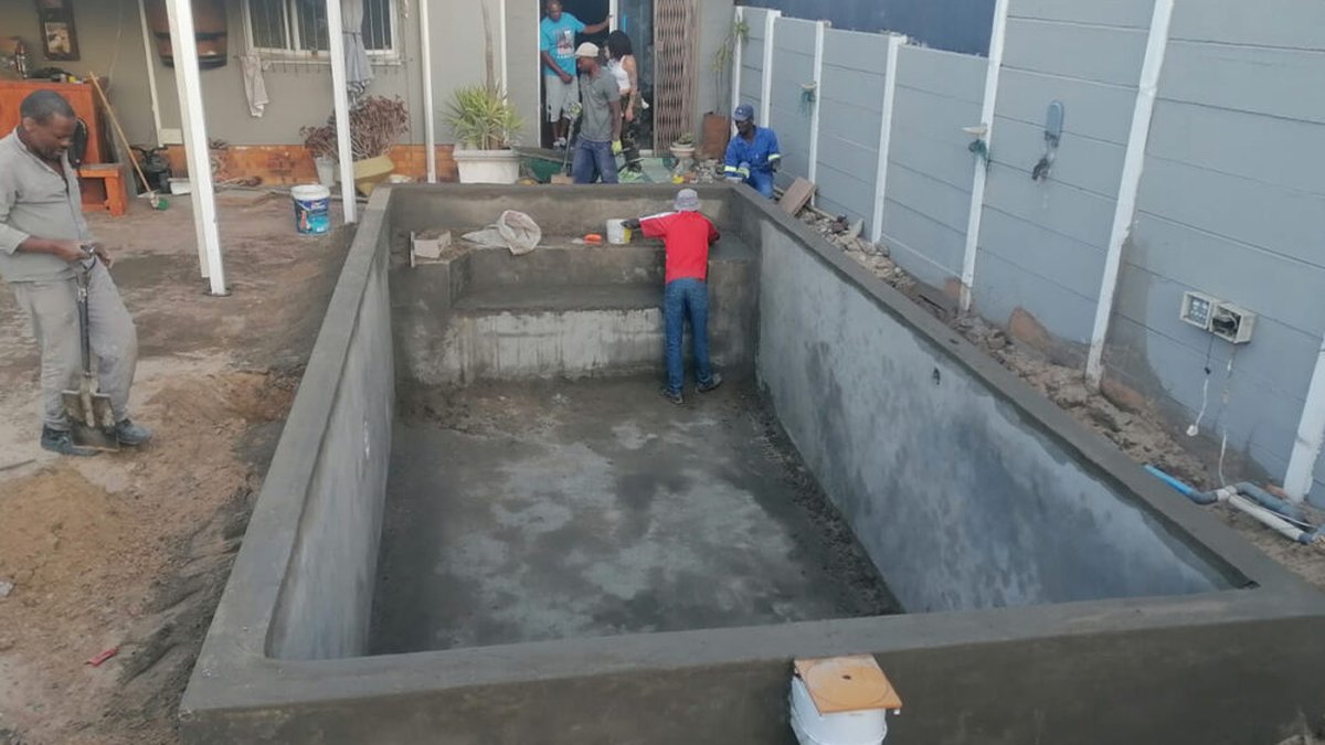 Empty swimming pool prepared for resurfacing in Cape Town
