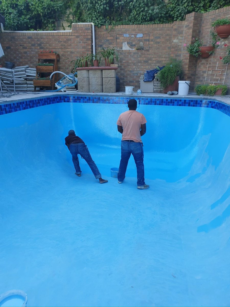 Fibreglass pool lining being applied in Durbanville