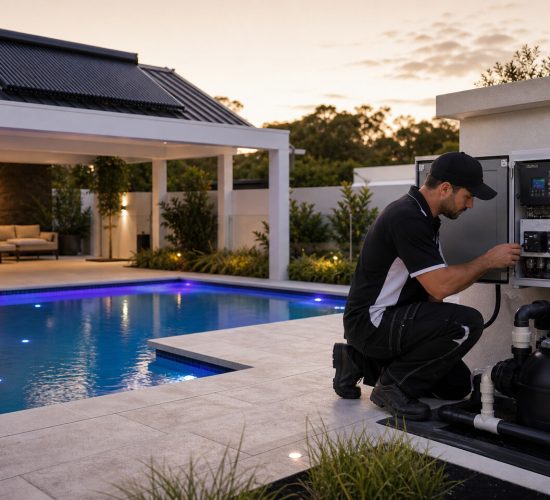 Real photo of pool lighting solar and equipment service